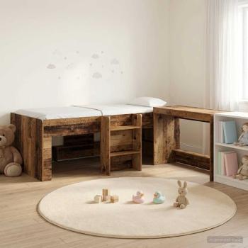 ARDEBO.de - Hochbett mit Schreibtisch für Kinder Altholz 90 x 190 cm