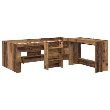 Hochbett mit Schreibtisch für Kinder Altholz 90 x 190 cm