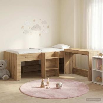 ARDEBO.de - Hochbett mit Schreibtisch für Kinder 2 stk. Artisan-Eiche