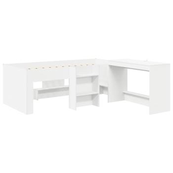 Hochbett mit Schreibtisch für Kinder 2 Stk. Weiß Holzwerkstoff