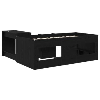 Hochbett mit Schreibtisch für Kinder 2 Stk. Schwarze Eiche