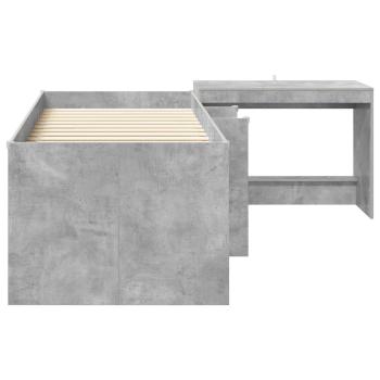 Hochbett mit Schreibtisch für Kinder Betongrau 75 x 190 cm