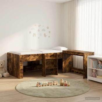 ARDEBO.de - Hochbett mit Schreibtisch für Kinder 2 Stk. Geräucherte Eiche