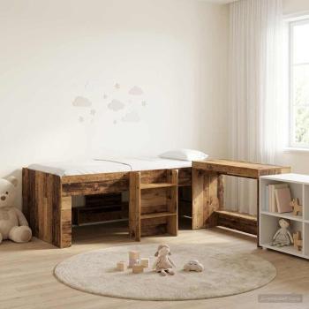 ARDEBO.de - Hochbett mit Schreibtisch für Kinder 2 Stk. Altholz