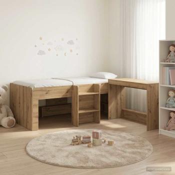 ARDEBO.de - Hochbett mit Schreibtisch für Kinder 2 Stk. Artisan-Eiche