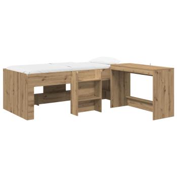 Hochbett mit Schreibtisch für Kinder 2 Stk. Artisan-Eiche