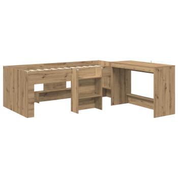 Hochbett mit Schreibtisch für Kinder 2 Stk. Artisan-Eiche