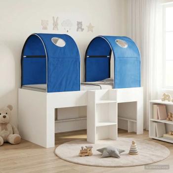 ARDEBO.de - Bett mit Tunnel 3 stk. Weiß und Blau Holzwerkstoff
