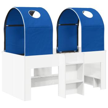 Bett mit Tunnel 3 stk. Weiß und Blau Holzwerkstoff