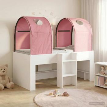 ARDEBO.de - Bett mit Tunnel 3 stk. Weiß und Rosa Holzwerkstoff