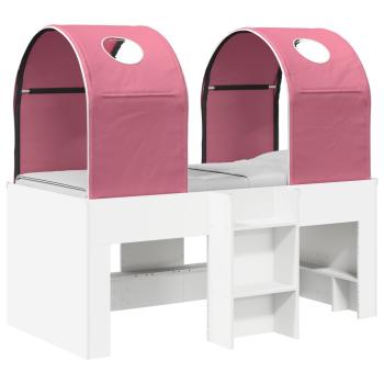 Bett mit Tunnel 3 stk. Weiß und Rosa Holzwerkstoff