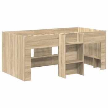 Bett mit Tunnel 3 Stk. Sonoma und Rot Holzwerkstoff