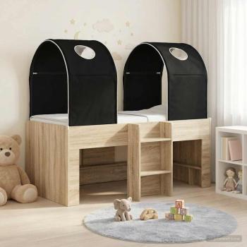 ARDEBO.de - Bett mit Tunnel 3 Stk. Sonoma und Schwarz Holzwerkstoff