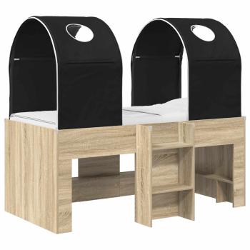 Bett mit Tunnel 3 Stk. Sonoma und Schwarz Holzwerkstoff