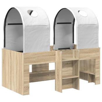 Bett mit Tunnel 3 Stk. Sonoma und Weiß Holzwerkstoff