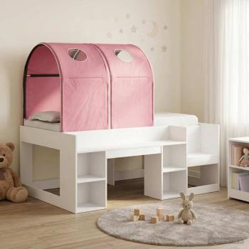 ARDEBO.de - Bett mit Tunnel mit Regal 3 stk. Weiß und Rosa Holzwerkstoff