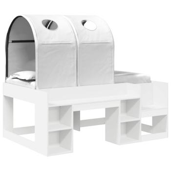 Bett mit Tunnel mit Regal 3 stk. Weiß Holzwerkstoff
