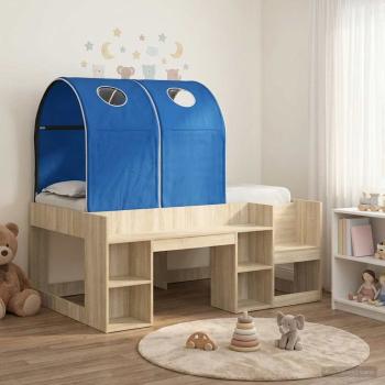 ARDEBO.de - Bett mit Tunnel 3 Stk. Sonoma Eiche und Blau Holzwerkstoff