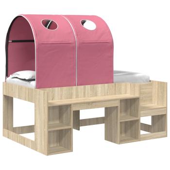 Bett mit Tunnel 3 Stk. Sonoma Eiche und Pink Holzwerkstoff