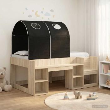 ARDEBO.de - Bett mit Tunnel 3 Stk. Sonoma Eiche und Schwarz Holzwerkstoff