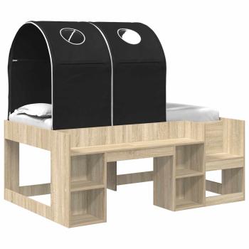 Bett mit Tunnel 3 Stk. Sonoma Eiche und Schwarz Holzwerkstoff