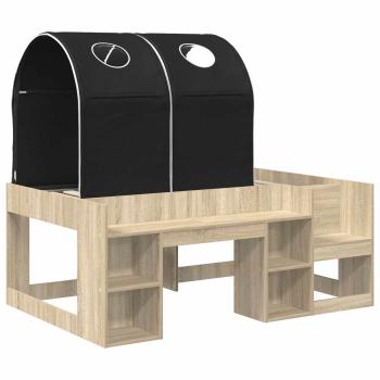 Bett mit Tunnel 3 Stk. Sonoma Eiche und Schwarz Holzwerkstoff