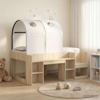 ARDEBO.de - Bett mit Tunnel 3 Stk. Sonoma-Eiche und Weiß Holzwerkstoff