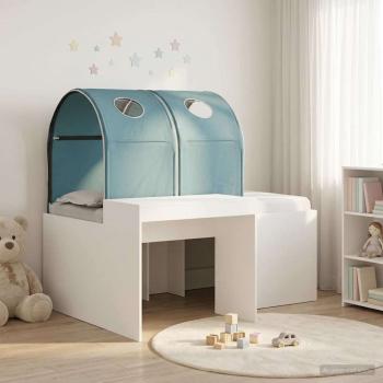 ARDEBO.de - Bett mit Tunnel 3 Stk. Weiß und Hellblau Holzwerkstoff