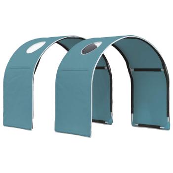 Bett mit Tunnel 3 Stk. Weiß und Hellblau Holzwerkstoff