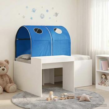 ARDEBO.de - Bett mit Tunnel 3 Stk. Weiß und Blau Holzwerkstoff