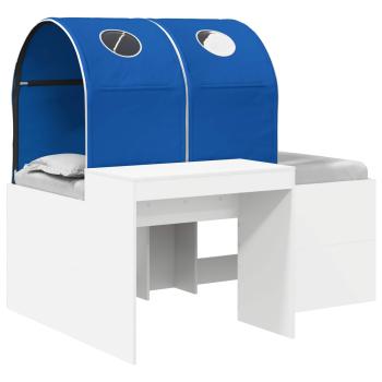 Bett mit Tunnel 3 Stk. Weiß und Blau Holzwerkstoff
