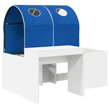 Bett mit Tunnel 3 Stk. Weiß und Blau Holzwerkstoff