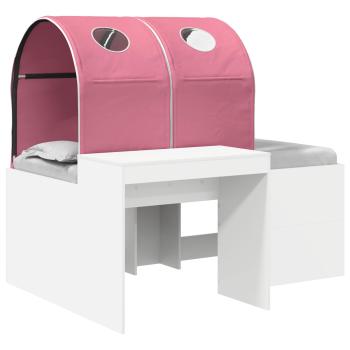 Bett mit Tunnel 3 Stk. Weiß und Rosa Holzwerkstoff