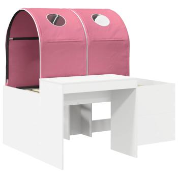 Bett mit Tunnel 3 Stk. Weiß und Rosa Holzwerkstoff