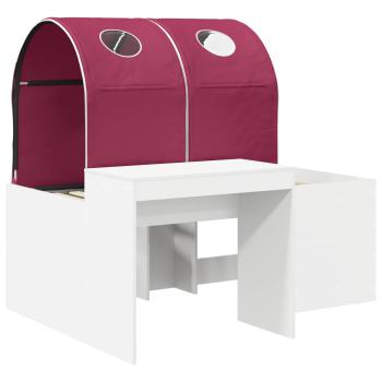 Bett mit Tunnel 3 Stk. Weiß und Rot Holzwerkstoff