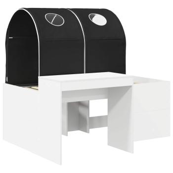 Bett mit Tunnel 3 Stk. Weiß und Schwarz Holzwerkstoff