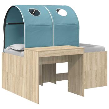 Bett mit Tunnel 3 stk. Sonoma Eiche und Hellblau Holzwerkstoff