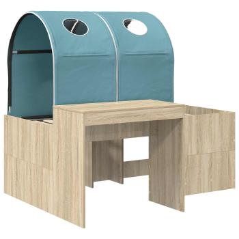 Bett mit Tunnel 3 stk. Sonoma Eiche und Hellblau Holzwerkstoff