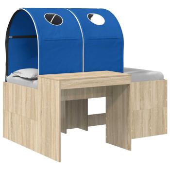Bett mit Tunnel 3 stk. Sonoma Eiche und Blau Holzwerkstoff