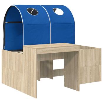 Bett mit Tunnel 3 stk. Sonoma Eiche und Blau Holzwerkstoff