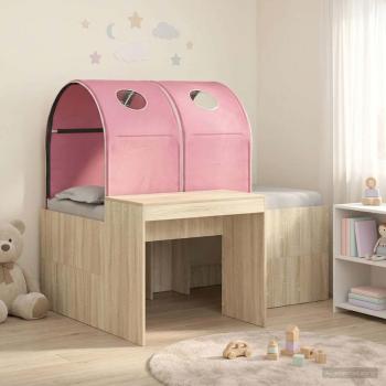 ARDEBO.de - Bett mit Tunnel 3 stk. Sonoma Eiche und Pink Holzwerkstoff