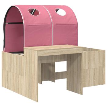Bett mit Tunnel 3 stk. Sonoma Eiche und Pink Holzwerkstoff