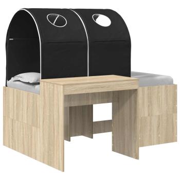 Bett mit Tunnel 3 stk. Sonoma Eiche und Schwarz Holzwerkstoff
