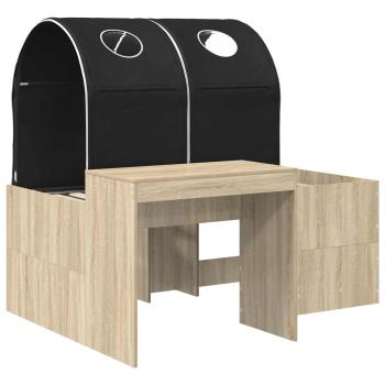 Bett mit Tunnel 3 stk. Sonoma Eiche und Schwarz Holzwerkstoff
