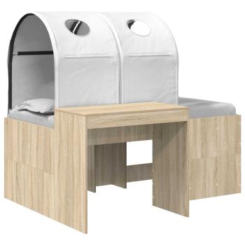 Bett mit Tunnel 3 stk. Sonoma-Eiche und Weiß Holzwerkstoff