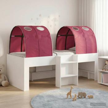ARDEBO.de - Bett mit Tunnel 3 stk. Weiß und Rot Holzwerkstoff