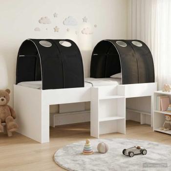 ARDEBO.de - Bett mit Tunnel 3 stk. Weiß und Schwarz Holzwerkstoff