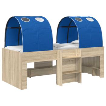Bett mit Tunnel 4 stk. Sonoma Eiche und Blau Holzwerkstoff