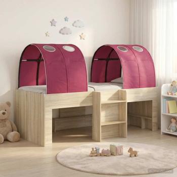 ARDEBO.de - Bett mit Tunnel 3 Stk. Sonoma Eiche und Rot Holzwerkstoff