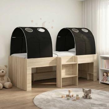 ARDEBO.de - Bett mit Tunnel 3 Stk. Sonoma Eiche und Schwarz Holzwerkstoff